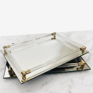 Vintage Hollywood Regency Mirrored Trays – Set of 2